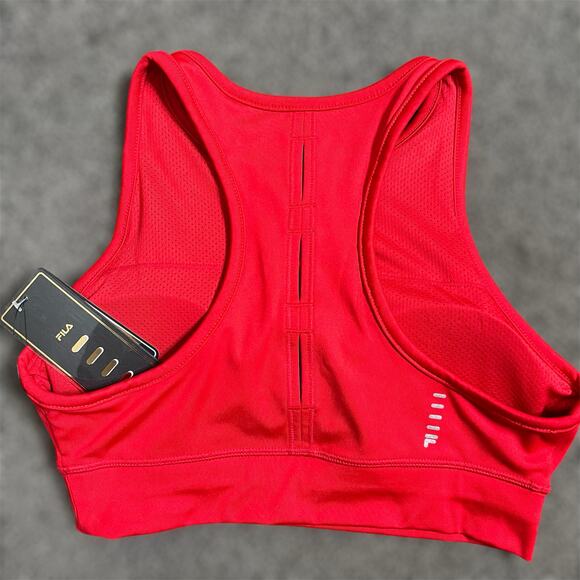 Fila Grete High Neck Sports Bra SMALL Red Racerback Longline Athletic Workout - Picture 4 of 12